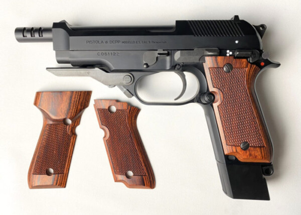 Wood Grip MARUI M93R (Checkered / Brown)