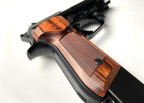 Wood Grip MARUI M93R (Checkered / Brown)