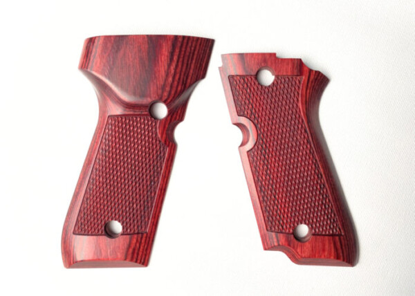 Wood Grip MARUI M93R (Checker / Red)