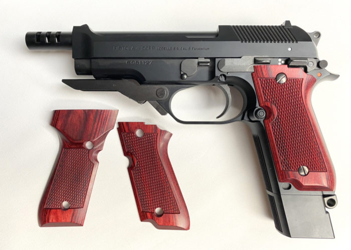Wood Grip MARUI M93R (Checker / Red)