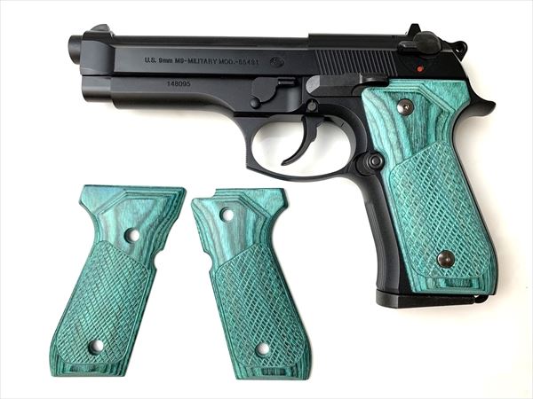Wood Grip U.S.M9/M9A1(Checker / Green)